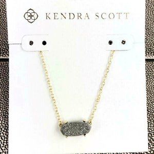 Kendra Scott Ever Platinum Drusy Pendant Gold Plated Necklace